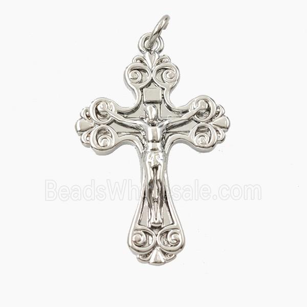 Copper Crucifix Cross Pendant Platinum Plated