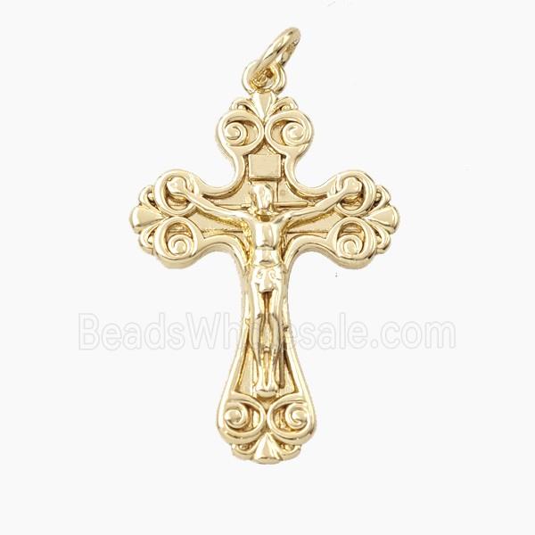 Copper Crucifix Cross Pendant Jesus Gold Plated