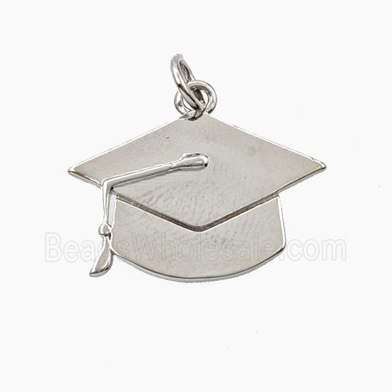 Copper Graduation Cap Pendant Platinum Plated