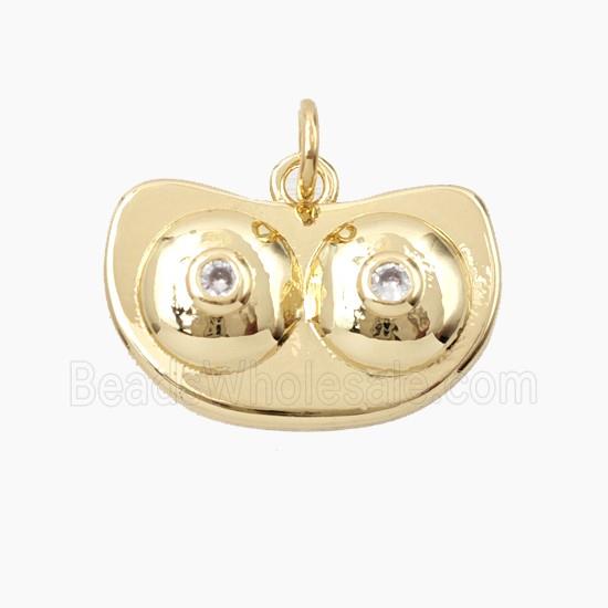 Copper Boobs Pendant Pave Zirconia Gold Plated