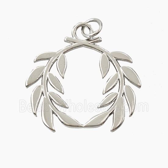 Copper Laurel Wreath Pendant Platinum Plated