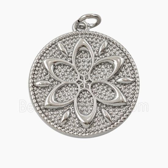 Copper Mandala Flower Pendant Platinum Plated