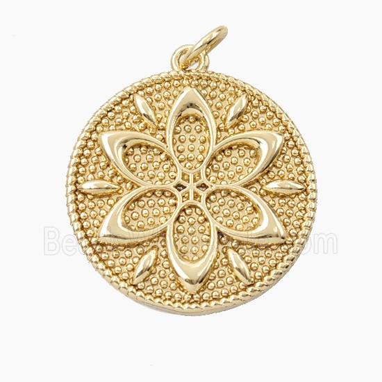Copper Mandala Flower Pendant Gold Plated