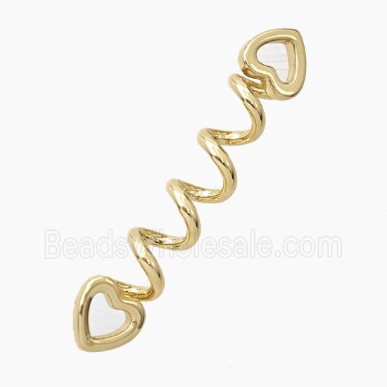 Copper Spiral Heart Connector Gold Plated