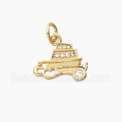 Copper Sailboat Pendant Pave Zirconia Gold Plated