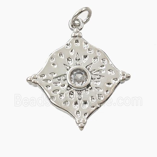 Copper Star Pendant Pave Zirconia Platinum Plated