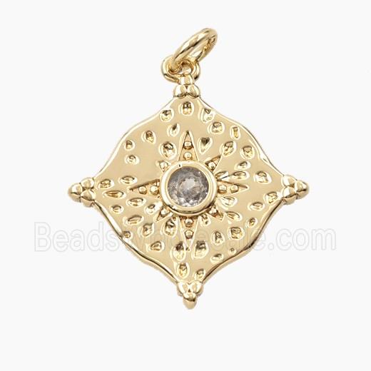 Copper Star Pendant Pave Zirconia Gold Plated
