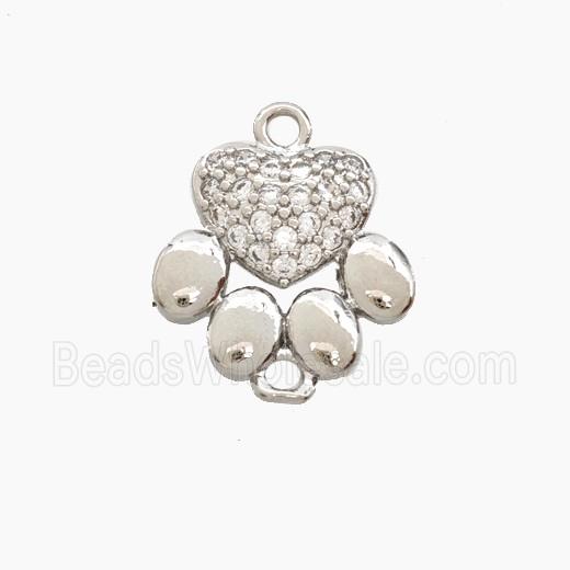 Copper Paws Connector Pave Zirconia Platinum Plated