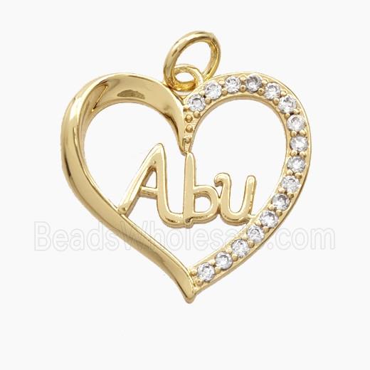 Copper Heart Pendant Pave Zirconia Abu Gold Plated