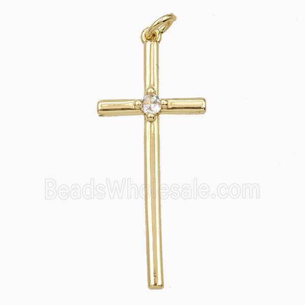 Copper Cross Pendant Pave Zirconia Gold Plated