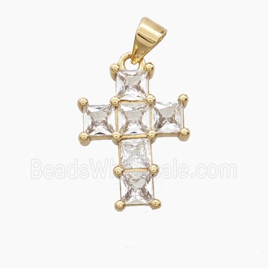 Copper Cross Pendant Pave Zirconia Gold Plated