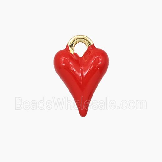 Copper Heart Pendant Red Enamel Gold Plated