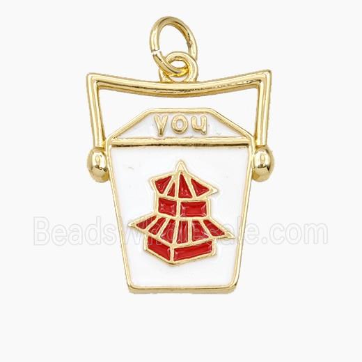 Chinese Togo Box Charms Copper Pendant Enamel Gold Plated