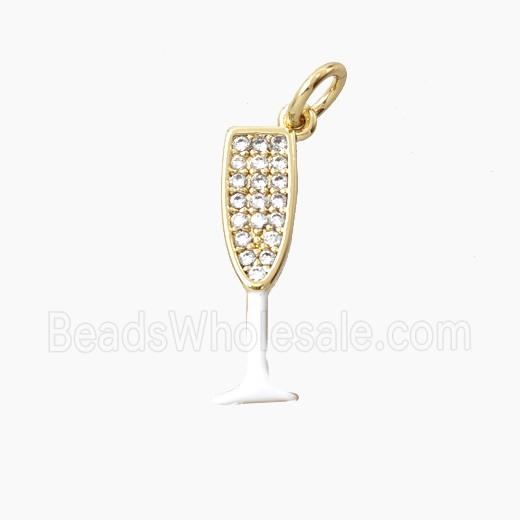 Wine Glass Charms Copper Pendant Pave Zirconia Enamel Cup Gold Plated