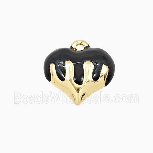 Copper Heart Pendant Black Enamel Gold Plated