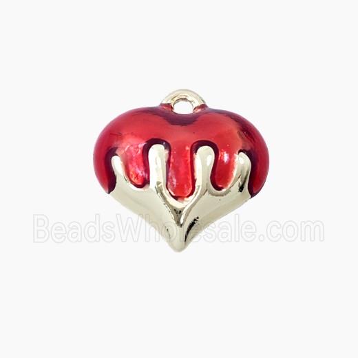 Copper Heart Pendant Red Enamel Gold Plated