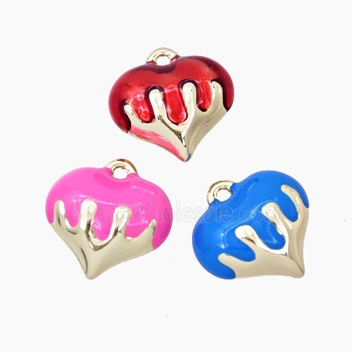 Copper Heart Pendant Enamel Gold Plated Mixed