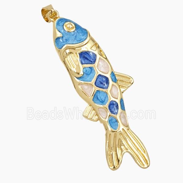 Copper Fish Pendant Enamel Gold Plated