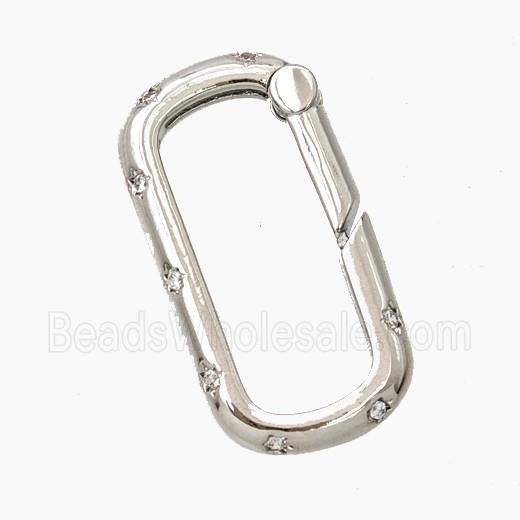 Copper Carabiner Clasp Pave Zirconia Platinum Plated