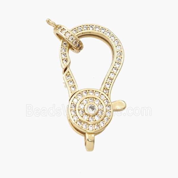 Copper Lobster Clasp Pave Zirconia Gold Plated