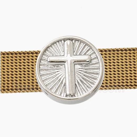 Copper Cross Beads Flat Hole Coin Platinum Plated