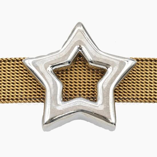 Copper Star Beads Flat Hole Platinum Plated