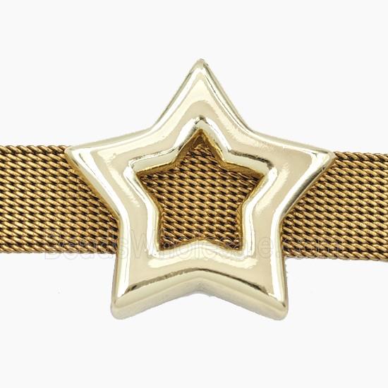 Copper Star Beads Flat Hole Gold Plated