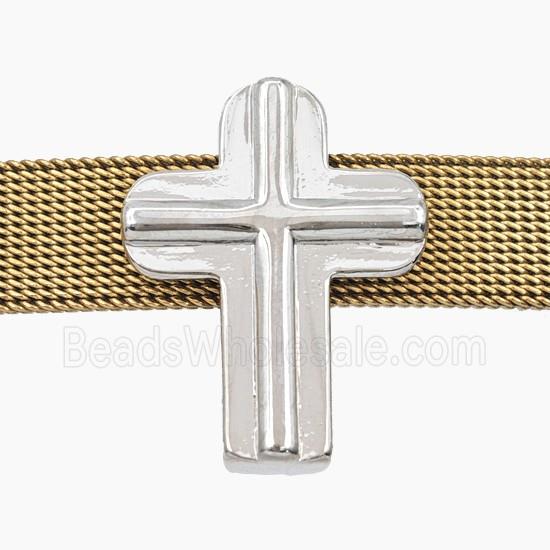 Copper Cross Beads Flat Hole Platinum Plated