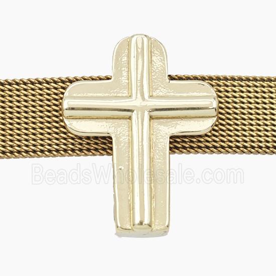 Copper Cross Beads Flat Hole Gold Plated