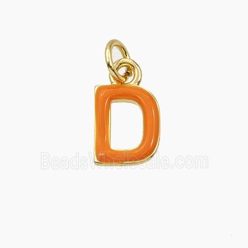 Copper Letter-D Pendant Enamel Gold Plated