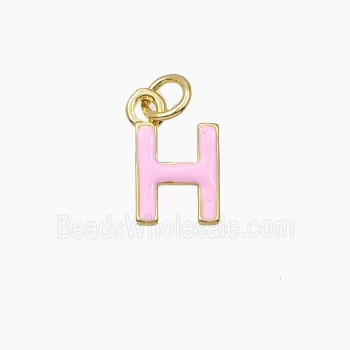 Copper Letter-H Pendant Enamel Gold Plated