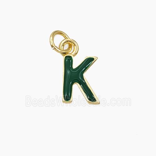 Copper Letter-K Pendant Enamel Gold Plated