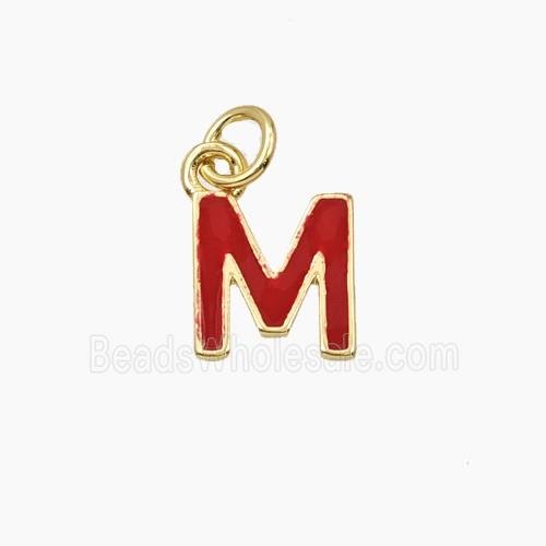 Copper Letter-M Pendant Enamel Gold Plated