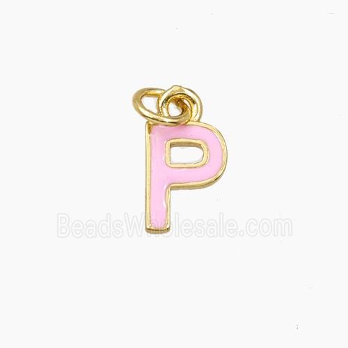 Copper Letter-P Pendant Enamel Gold Plated