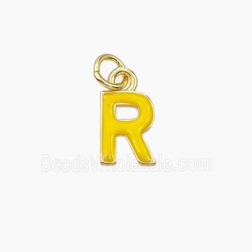 Copper Letter-R Pendant Enamel Gold Plated