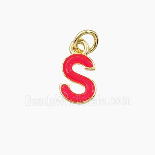 Copper Letter-S Pendant Enamel Gold Plated
