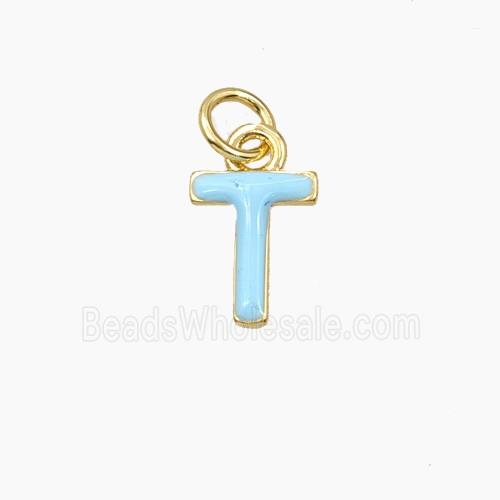 Copper Letter-T Pendant Enamel Gold Plated