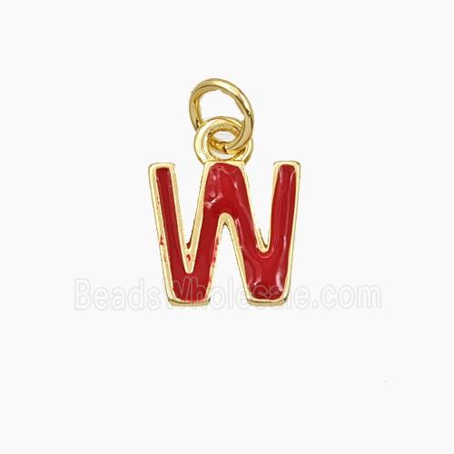 Copper Letter-W Pendant Enamel Gold Plated