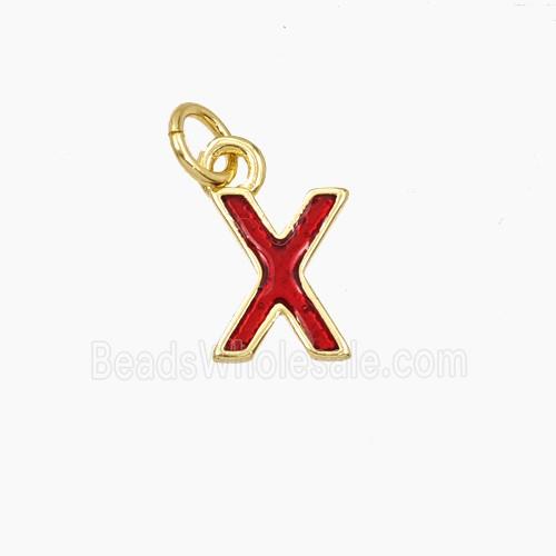Copper Letter-X Pendant Enamel Gold Plated