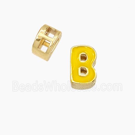 Copper Letter-B Beads Enamel 2Holes Gold Plated