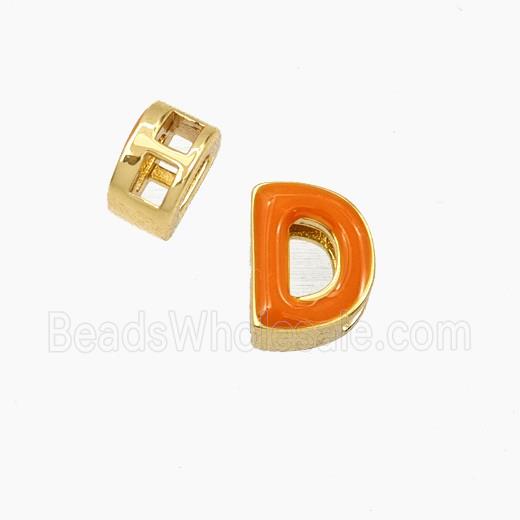 Copper Letter-D Beads Enamel 2Holes Gold Plated