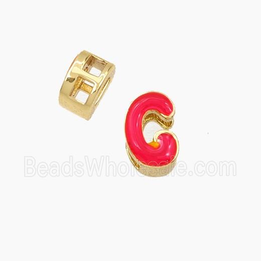 Copper Letter-G Beads Enamel 2Holes Gold Plated