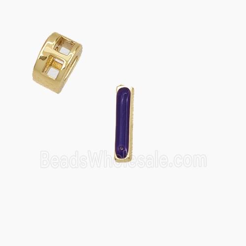 Copper Letter-I Beads Enamel 2Holes Gold Plated