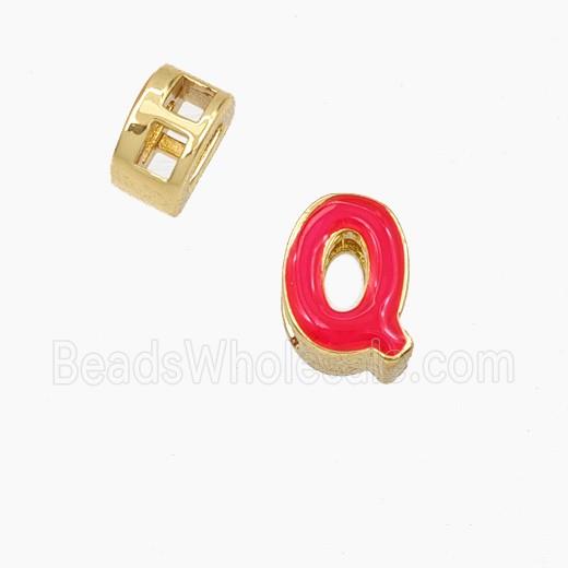 Copper Letter-Q Beads Enamel 2Holes Gold Plated