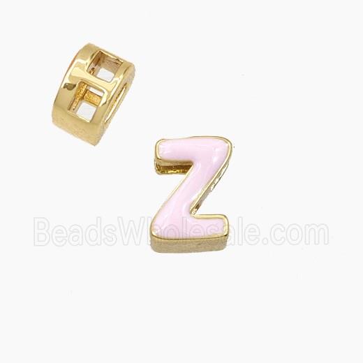 Copper Letter-Z Beads Enamel 2Holes Gold Plated