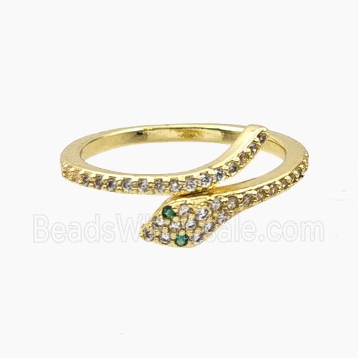 Copper Snake Rings Pave Zirconia Gold Plated