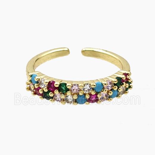 Copper Rings Pave Zirconia Gold Plated