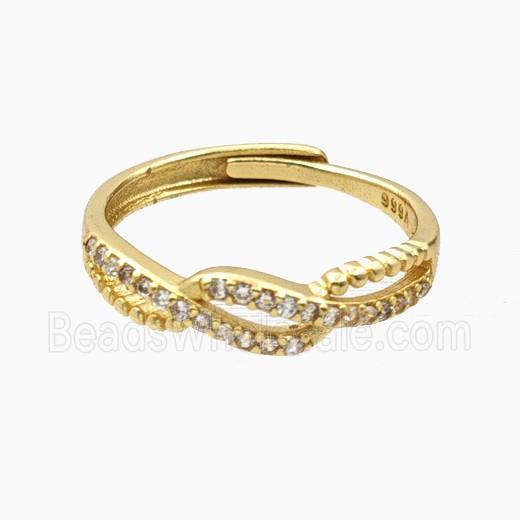 Copper Rings Pave Zirconia Adjustable Gold Plated