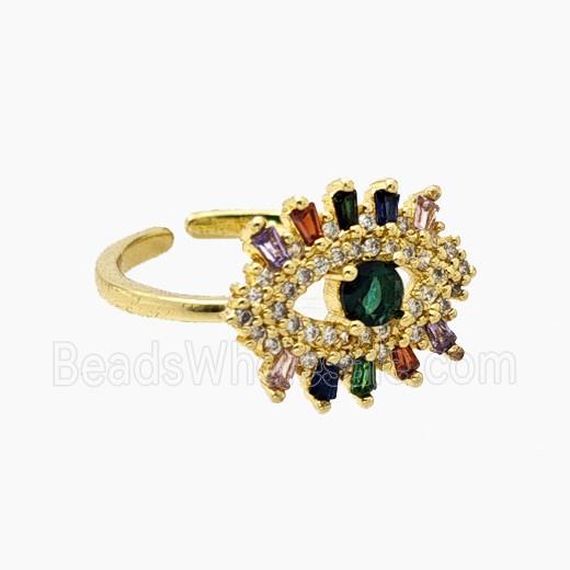 Copper Eye Rings Pave Zirconia Gold Plated
