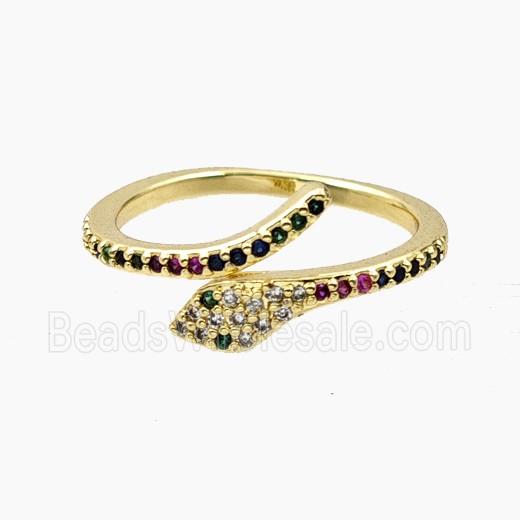 Copper Snake Rings Pave Zirconia Gold Plated